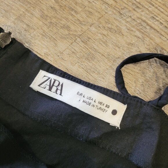 ZARA | Draped Linen Blend Dress | Sz. L - Picture 9 of 14